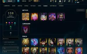 Unranked com 100 Champs e 68 Skins