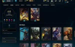 Unranked com 100 Champs e 68 Skins