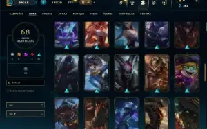 Unranked com 100 Champs e 68 Skins