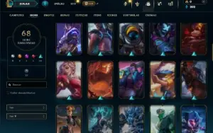 Unranked com 100 Champs e 68 Skins