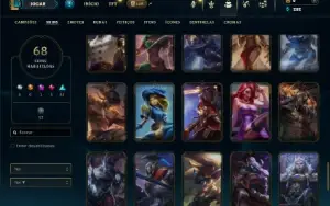 Unranked com 100 Champs e 68 Skins