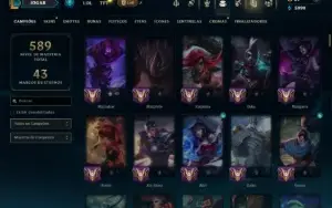 Unranked com TODOS os Champs e 250 Skins ( MID / SUP / JG )