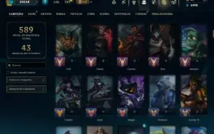 Unranked com TODOS os Champs e 250 Skins ( MID / SUP / JG )