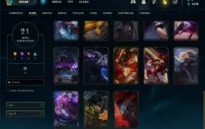 Conta Unranked com 65 Champs e 21 Skins