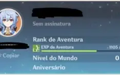 Genshin impact conta com Ganyu 5 ⭐ AR 13