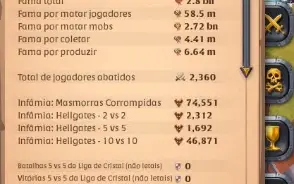 Conta Albion 2,9B De Fama Total / 30M De Fama Amarela Na
