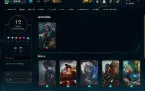 Ouro 3 com 60 Champs e 12 Skins