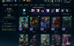 Unranked com TODOS os champs e 213 Skins ( SUP / MID )