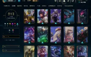 Unranked com TODOS os champs e 213 Skins ( SUP / MID )