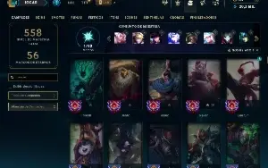 Unranked com TODOS os champs e 213 Skins ( SUP / MID )