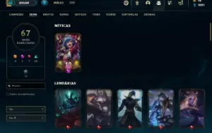 Conta ouro 2 com 105 Champs e 67 Skins
