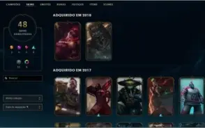 Conta Gold V, 71 campeoes, 48 skins (2 lendarias) 900k yasuo