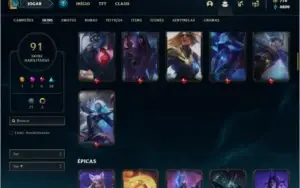 Conta ouro 4 com 100 champs e 91 skins
