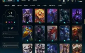 Conta ouro 4 com 100 champs e 91 skins