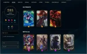 Conta de League of Legends S5 com 285 skins e muito mais...