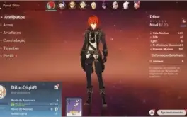 Contas Genshin Impact AR 5 Com Diluc + Qiqi