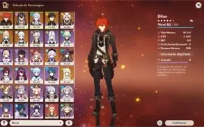conta ayaka, ayato, itto, cyno, diluc e outros t5 AR 56