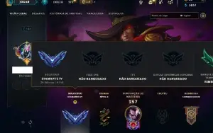 Diamante 4 com 100 Champs e 47 Skins ( JG / TOP / ADC )
