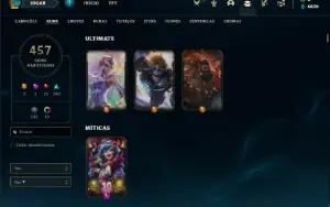 Conta prata 3 com TODOS os champs e 457 Skins + 3 Ultimates