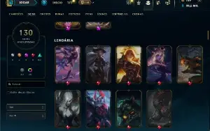 Unranked com TODOS os champs e 130 Skins ( MID / JG / TOP )