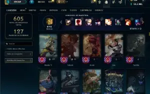 Unranked com TODOS os champs e 130 Skins ( MID / JG / TOP )