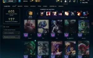 Unranked com TODOS os champs e 130 Skins ( MID / JG / TOP )