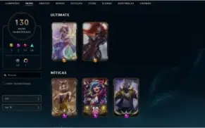 Conta LOL Nível 270 Gold 4 Com 130 skins