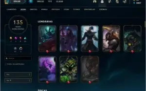 Conta ouro 3 com 135 skins e 118 champs