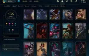 Conta ouro 3 com 135 skins e 118 champs