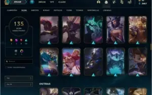 Conta ouro 3 com 135 skins e 118 champs