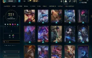 Unranked com TODOS os champs e 221 Skins ( Nivel 500 )