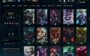 Unranked com TODOS os champs e 221 Skins ( Nivel 500 )