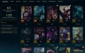 Conta de League of Legends, Platina 1, 34 campeões e 9 skins