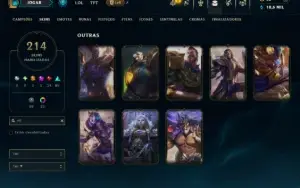 Unranked com TODOS os Champs e 214 Skins ( ADC / SUP / JG )