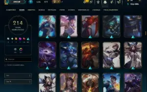 Unranked com TODOS os Champs e 214 Skins ( ADC / SUP / JG )