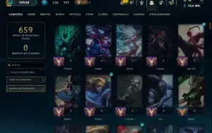 Unranked com TODOS os Champs e 214 Skins ( ADC / SUP / JG )