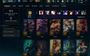 Unranked com 50 Champs e 19 Skins