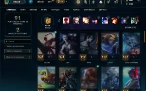 Unranked com 50 Champs e 19 Skins