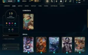 Unranked com 50 Champs e 19 Skins