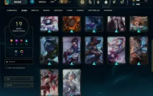 Unranked com 50 Champs e 19 Skins