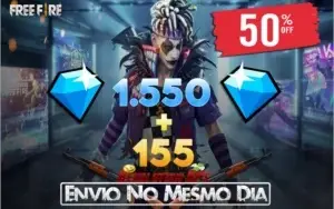 1.550 DIAMANTES FREE FIRE + 155 DE BÔNUS 💎