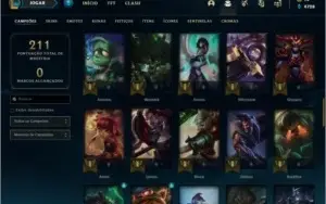 Conta prata 2 com 17 skins e 68 champs