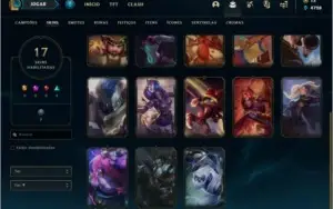 Conta prata 2 com 17 skins e 68 champs