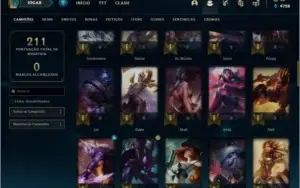 Conta prata 2 com 17 skins e 68 champs