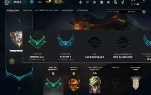 Platina 1 com 95 Champs e 16 Skins