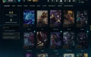 Platina 1 com 95 Champs e 16 Skins