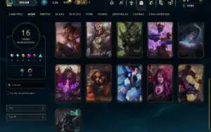 Platina 1 com 95 Champs e 16 Skins