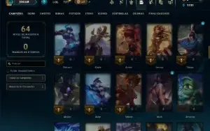 Platina 1 com 95 Champs e 16 Skins