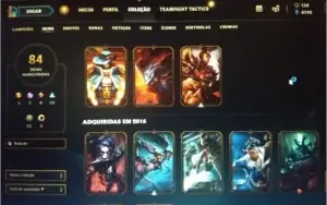 Conta LoL platina com 84 skins e passe da temporada ativo