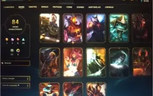 Conta LoL platina com 84 skins e passe da temporada ativo